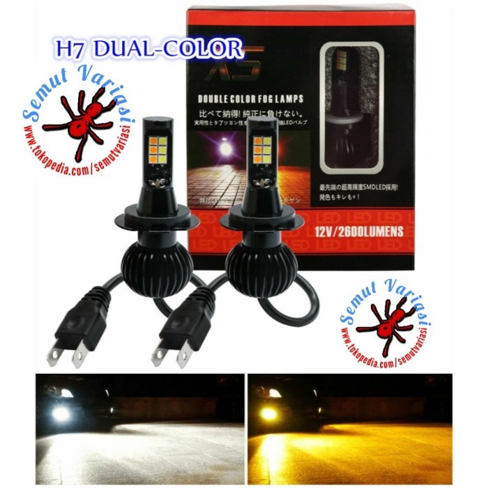 LED FOG LAMP LED UTAMA H7 2 IN 1 DUAL COLOR PUTIH KUNING PALING TERANG