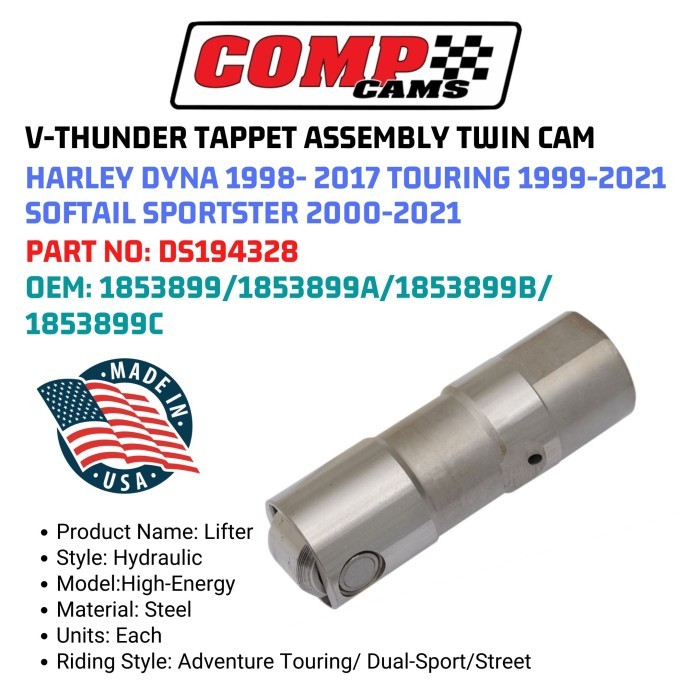 Comp V-Thunder Tappet Assembly Twin Cam Harley Ds194328 Oem 1853899