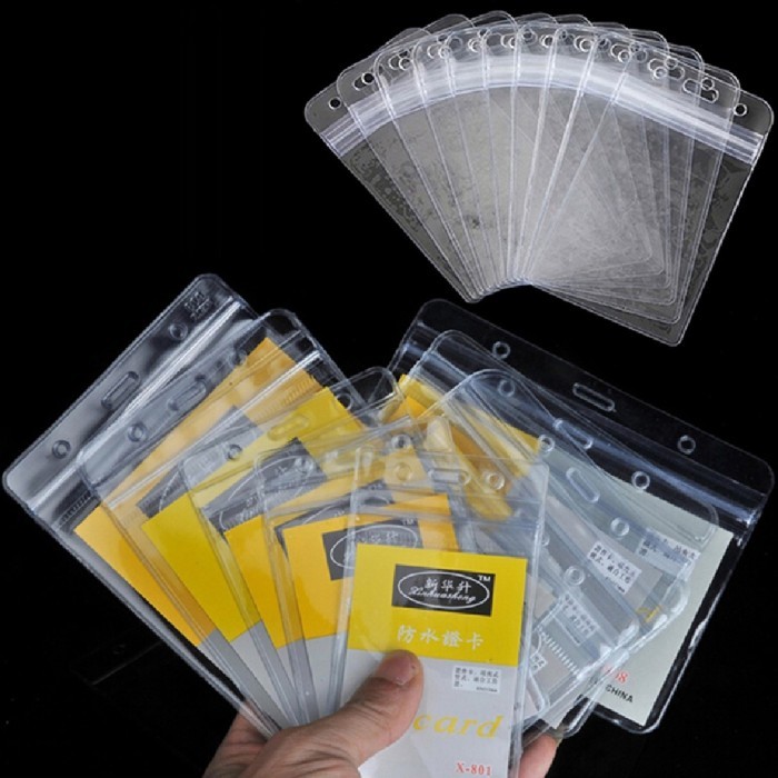 

Andra - 50Pcs Id Card Holder Waterproof Tempat Bening Name Tag Id Transparant