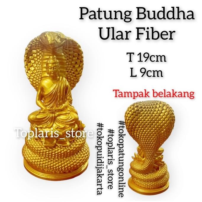 

Ready Patung Buddha Duduk Diatas Ular Fiber Emas
