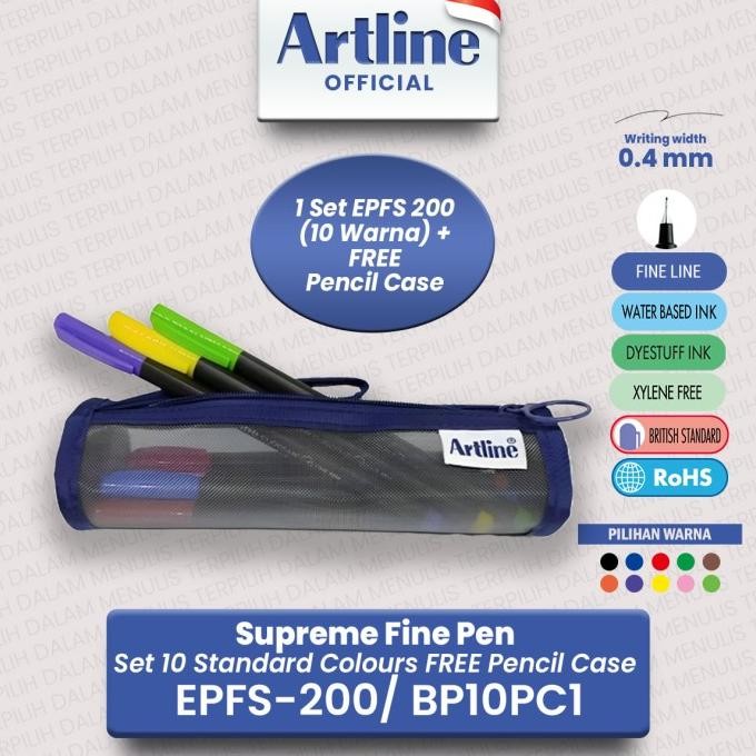 

Sale Artline Spidol Writing Supreme Fine Pen + Pencil Case Epfs-200/Bp10Pc1