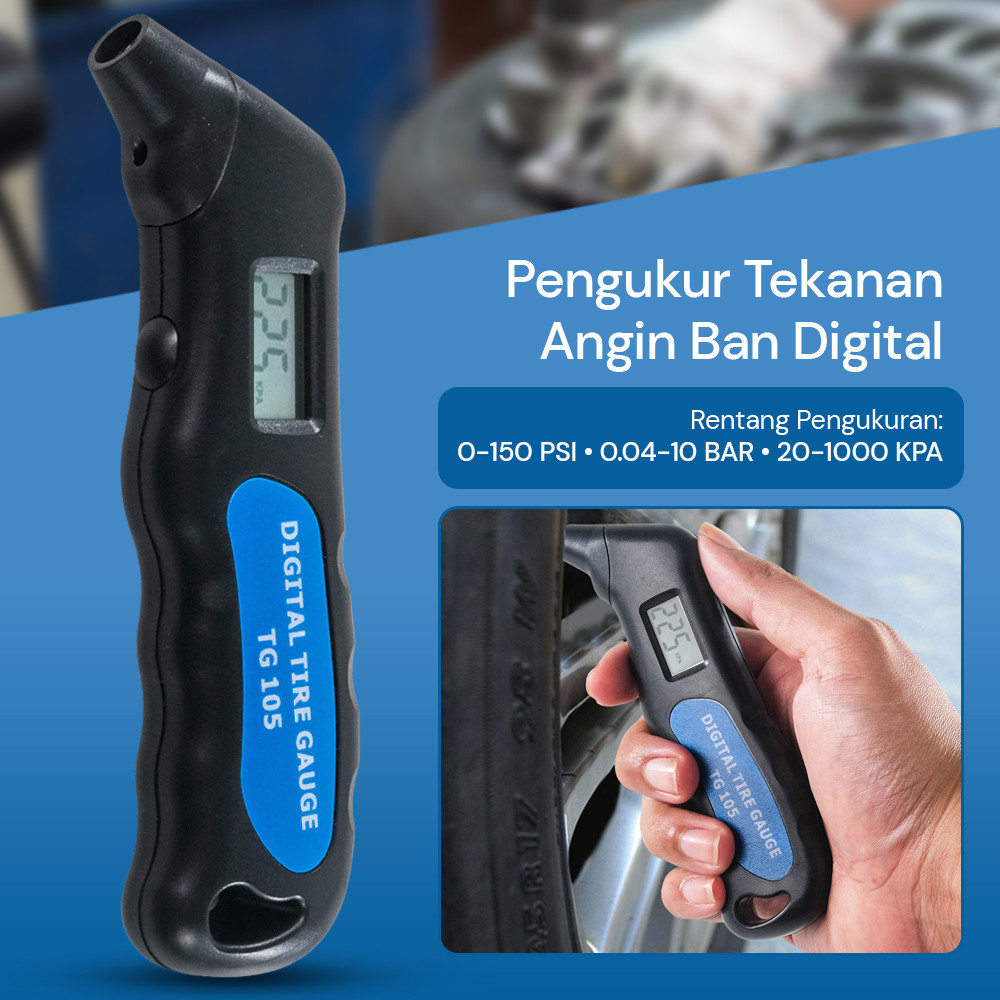 

- TEHAOGJ Pengukur Tekanan Angin Ban Mobil Digital Tire Pressure Gauge - TG105 -