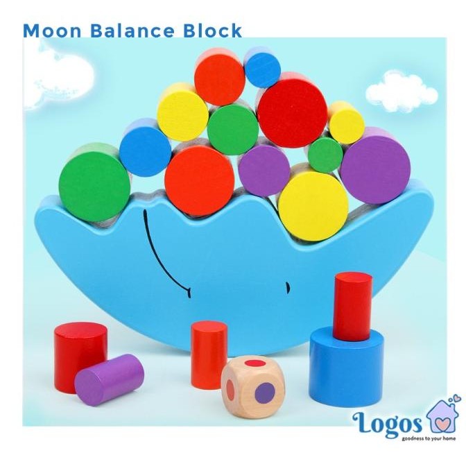 

Terbaru Moon Balance Block Wooden Toy Mainan edukasi anak montessori kayu
