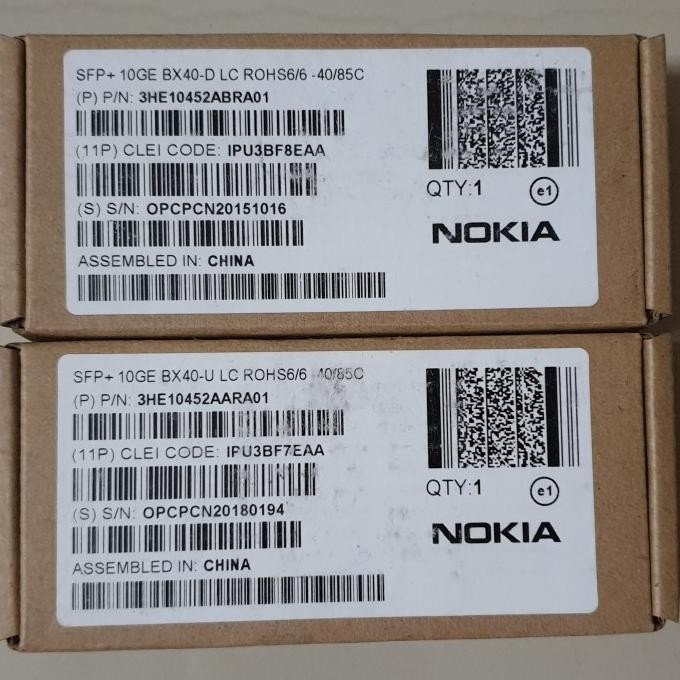 SFP+ BIDI NOKIA 10G 40KM SINGLE CORE NETWORK TRANSCEIVER (SEPASANG) ORIGINAL DAN TERPERCAYA