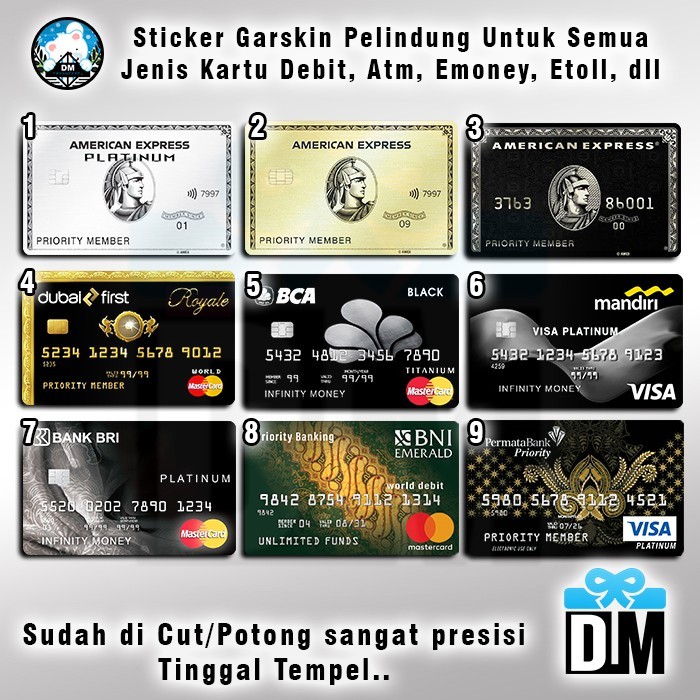 BERMUTU Sticker Pelindung Gar Skin Kartu American Express Bank BCA BRI Mandiri