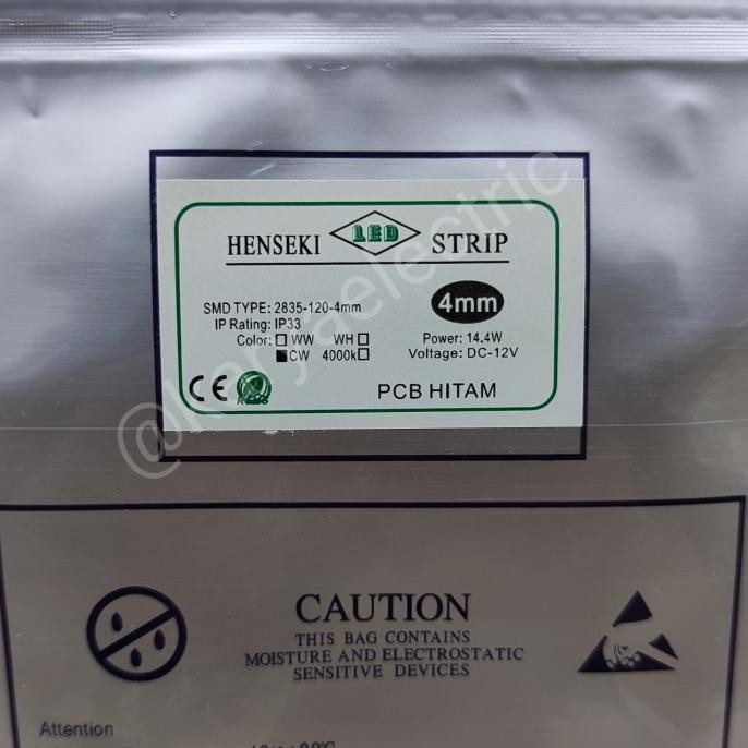 LAMPU LED STRIP SLIM TIPIS 4MM PCB HITAM HENSEKI 2835 12V 120LED