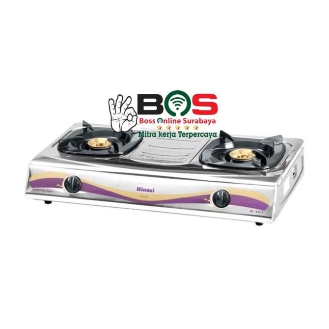 Kompor 2 Tungku Rinnai 522 E Ri-522E Kompor Stainless Rinnai Ri 522 E