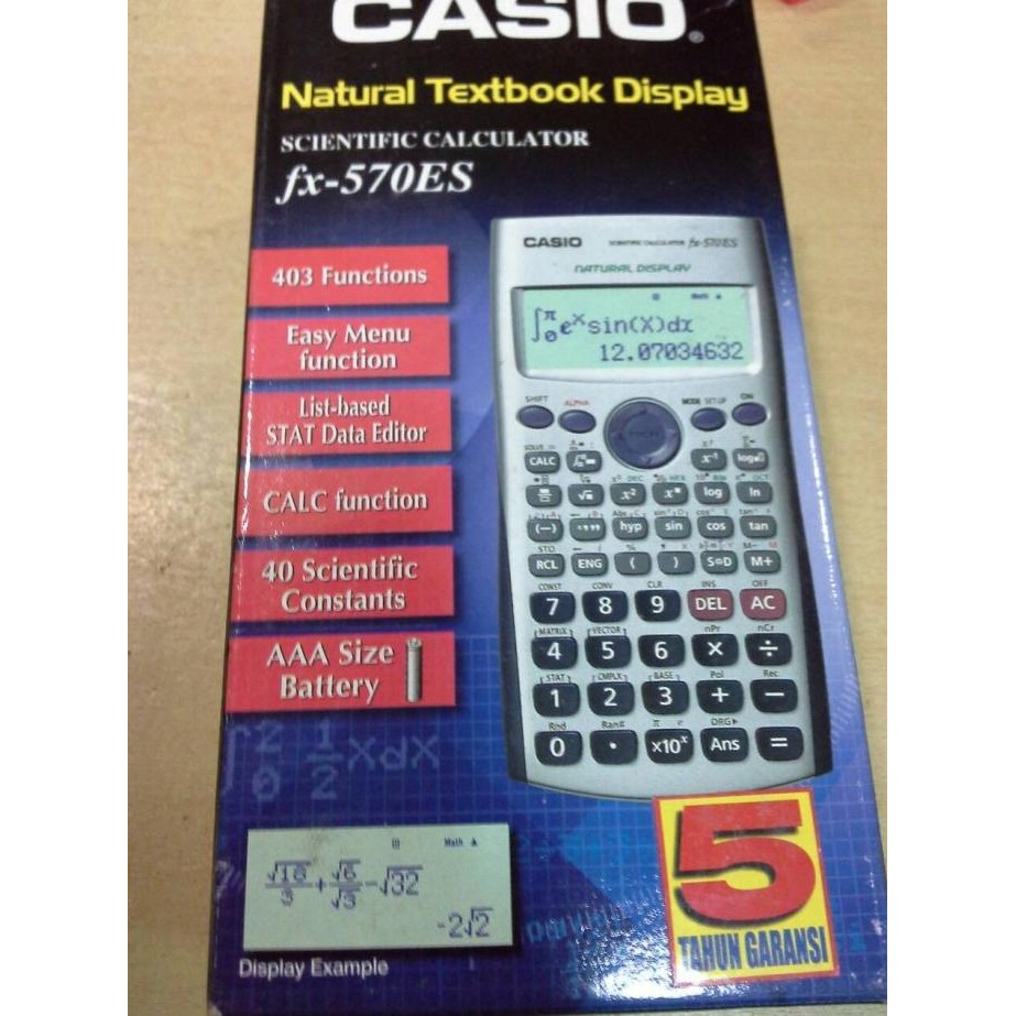 

TERBARU - SCENTIFIC CALCULATOR, FX - 570ES. ( ORIGINAL CASIO )