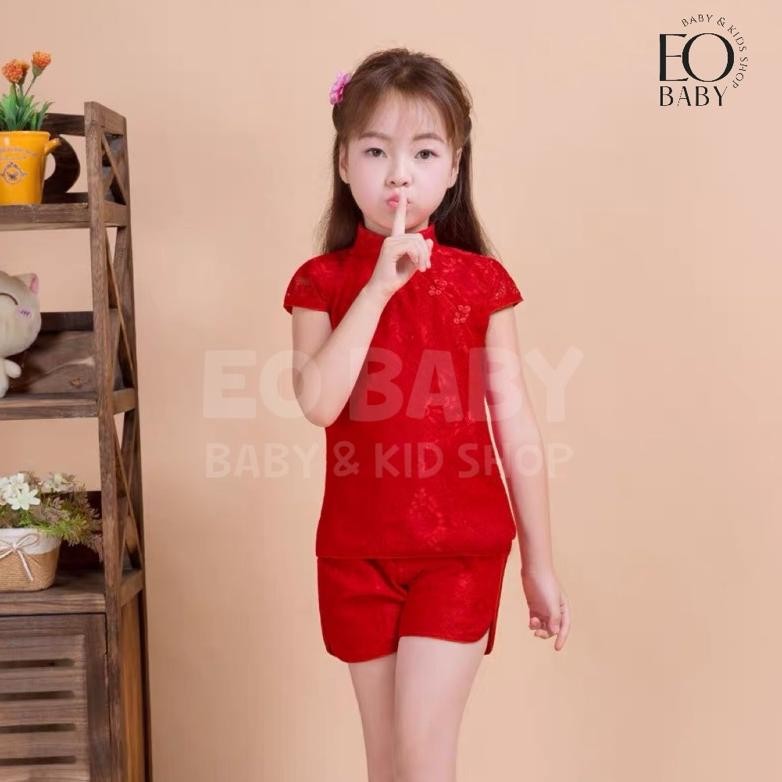 PLK EOBaby L47 Baju Qipao Setelan Anak Perempuan Cewek Cheongsam Merah Pink Baju China Tradisional