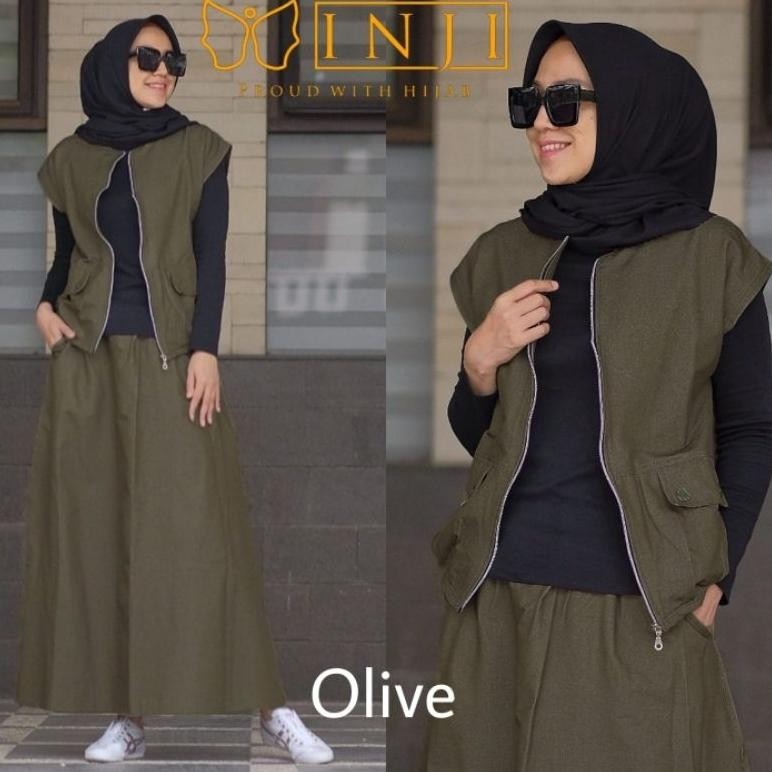 nie ready stok bisa cod - bella set 100% by inji setelan baju wanita kekinian set rok oneset keren h
