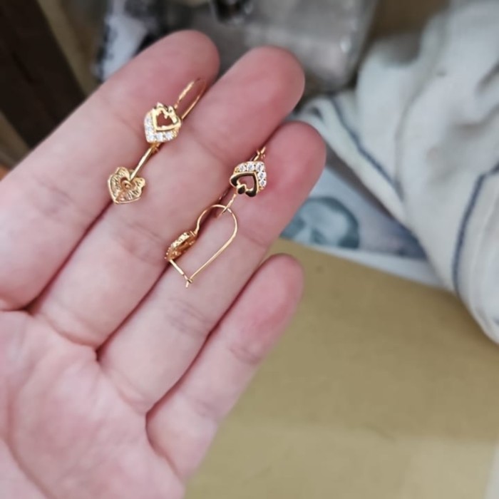 Ready Anting desi gantung bulat love hati emas asli 700 70% 1 gram 1gr 1g