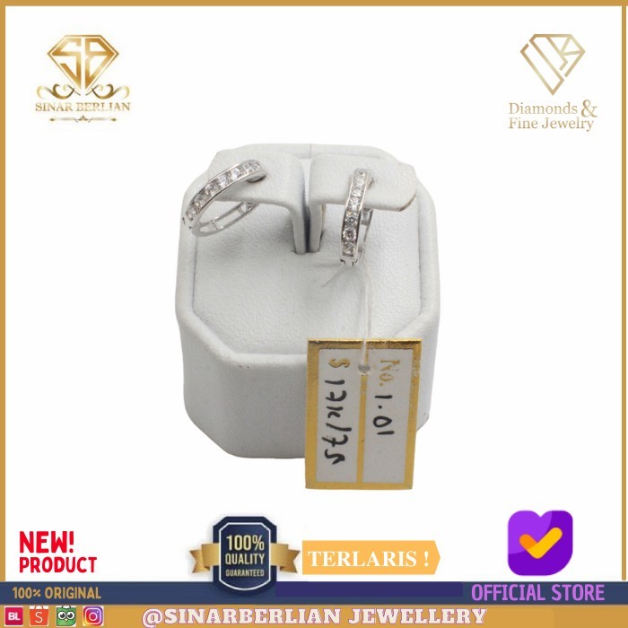 Ready SBJ - Anting emas putih asli 750 emas original Amp101