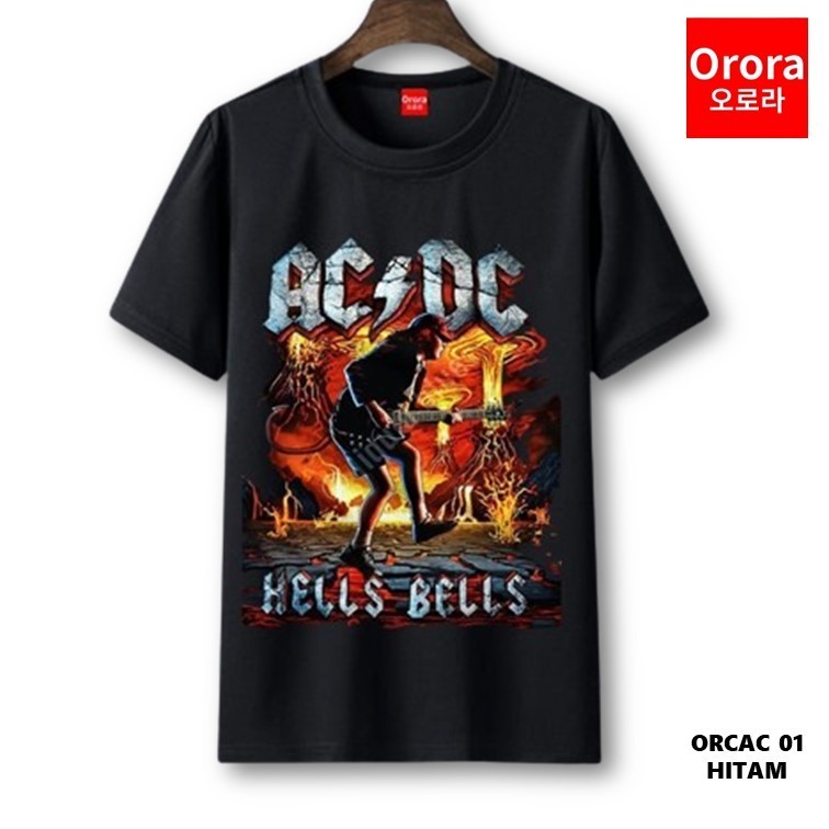 Kaos Distro Band Metal ACDC  Premium - Baju Atasan Sablon Pria Wanita Warna Hitam Putih Ukuran S M L