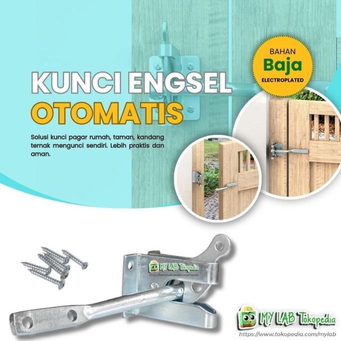 Grendel Slot Kunci Pintu Pagar Taman Otomatis Bahan Baja Electroplated