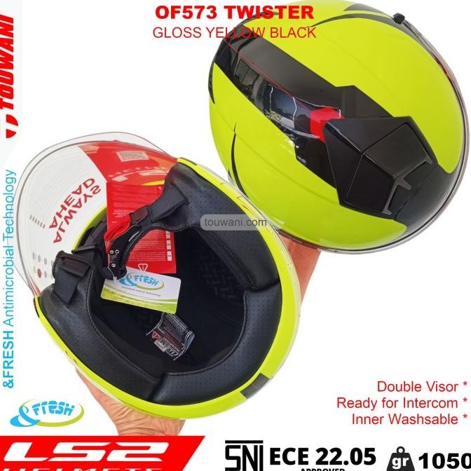 Helm LS2 OF573 Twister Open Face Helmet Yellow KUN