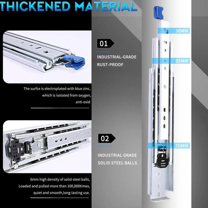 Heavy Duty Drawer Slide With Lock  Rel Laci kunci 40 60 90 100cm 125kg NS02