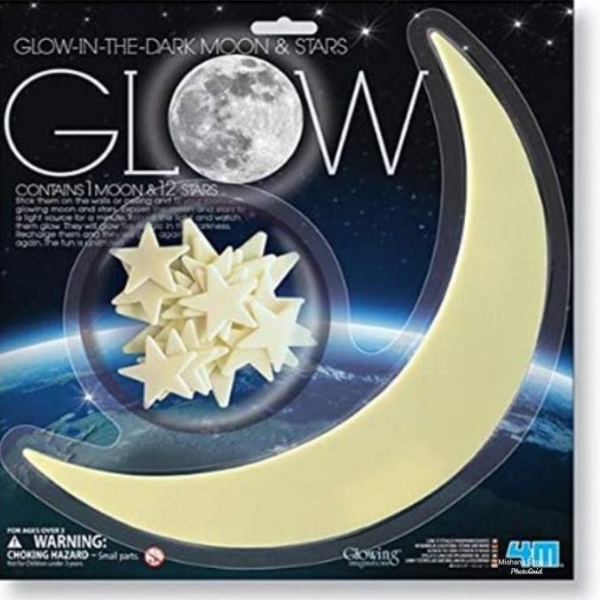 

Sale 4M Sticker Glow In The Dark Big Moon And 12 Stars Stiker Bintang