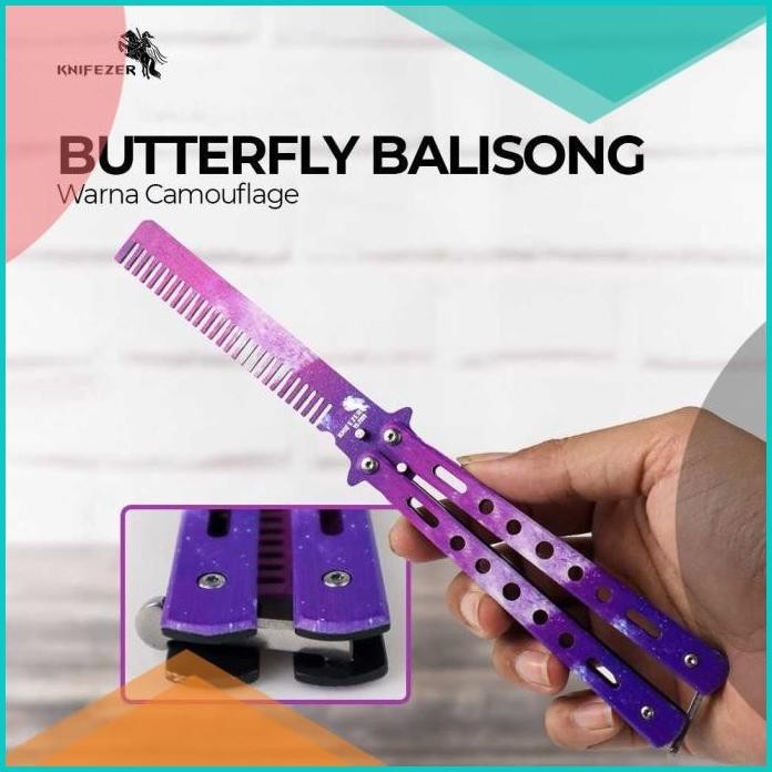 Sisir Saku Lipat Besi Pelurus Rambut Balisong Pomade Switchblade 07D35