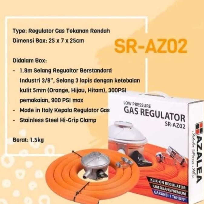Azalea - Paket Selang Regulator Kompor Gas Tekanan Rendah Sr-Az02 Sraz02