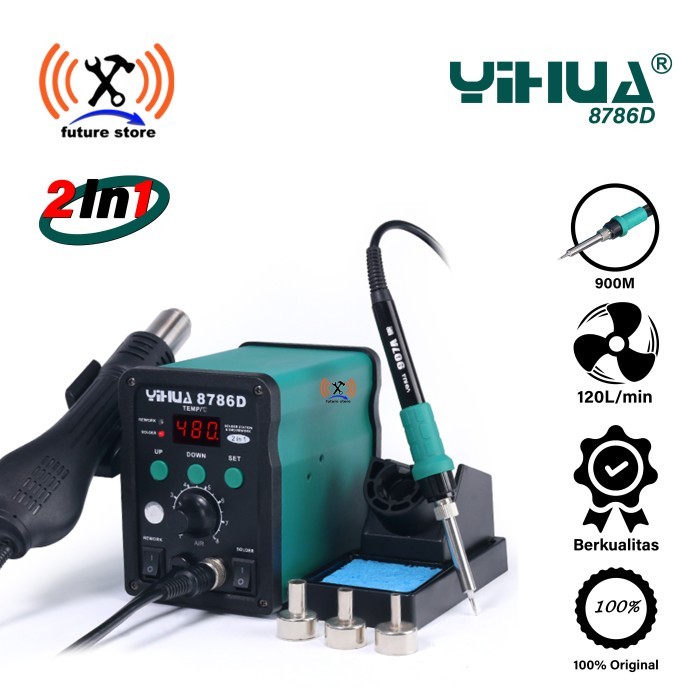 Yihua 8786D Solder Uap / Blower / Rework Station 2 In 1 Original