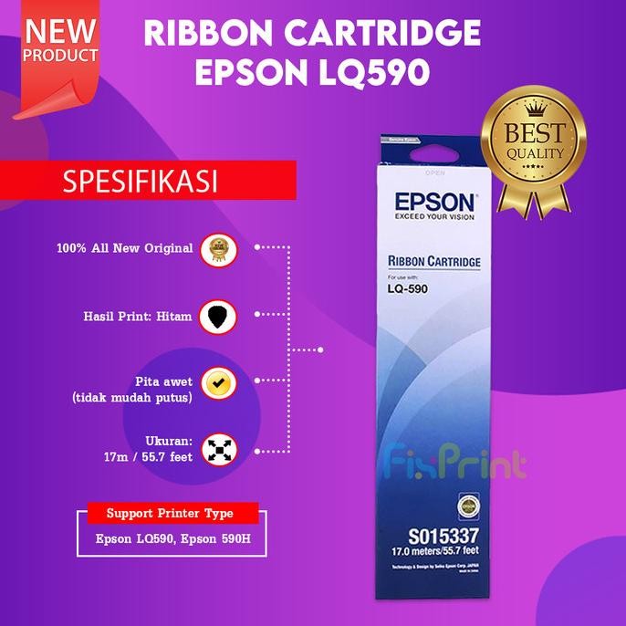 Catridge LQ-590 LQ-590H Ribbon Epson Original LQ590 LQ590H Pita Hitam