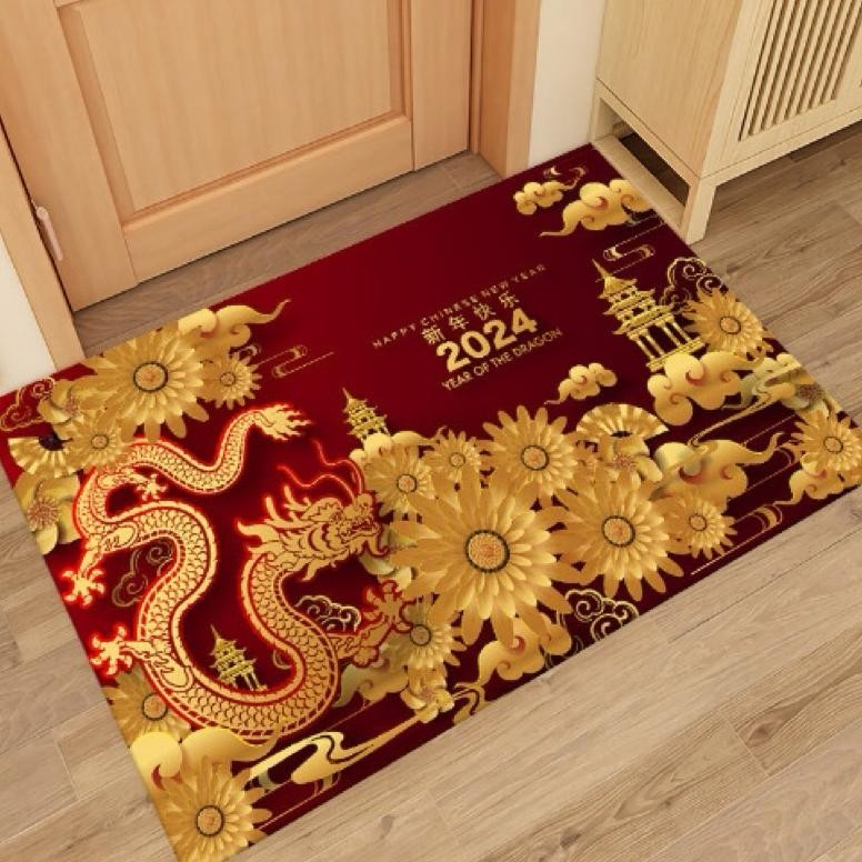 JKL Keset Kaki Imlek 2024 / Hiasan Imlek / Keset Anti Slip Motif Naga