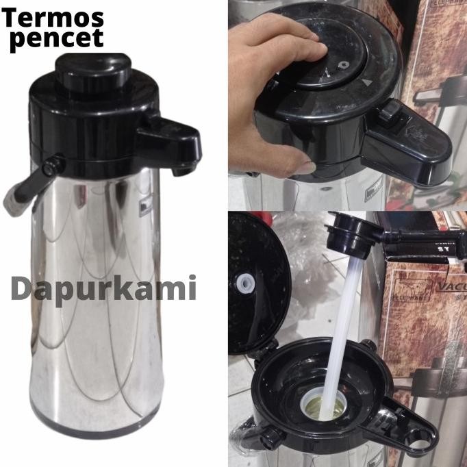 Termos Pencet Air Panas Elephant Termos Stainless 2,5Liter