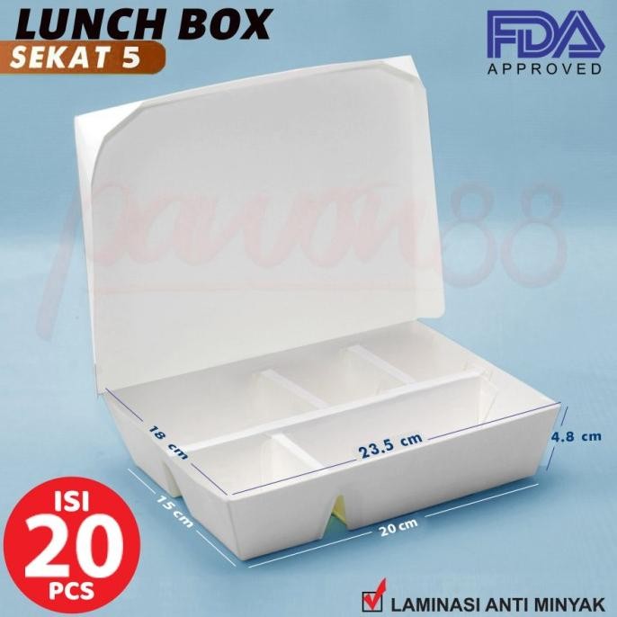 Paper Lunch Box SEKAT 5 - Lunch Box Paper SEKAT 5 - ( 20 Pcs )