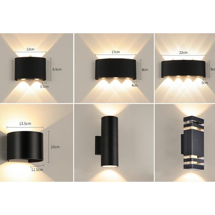 LAMPU HIAS TAMAN DINDING TERAS WALL LIGHT LED 2 ARAH FITTING E27 OUTDOOR MINIMALIS TEMPEL PILAR TEMB