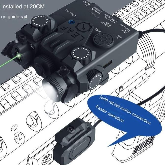 DBAL-A2 Anpeq Flashlight Tactical Nylon Laser Hijau Zeroig + Senter + Tali Switch