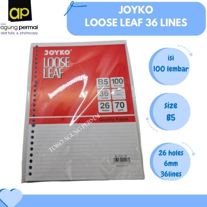 

Premium !! Kertas Loose Leaf / Isi Kertas Binder Joyko B5-7026-36 Lines isi 100 Lembar