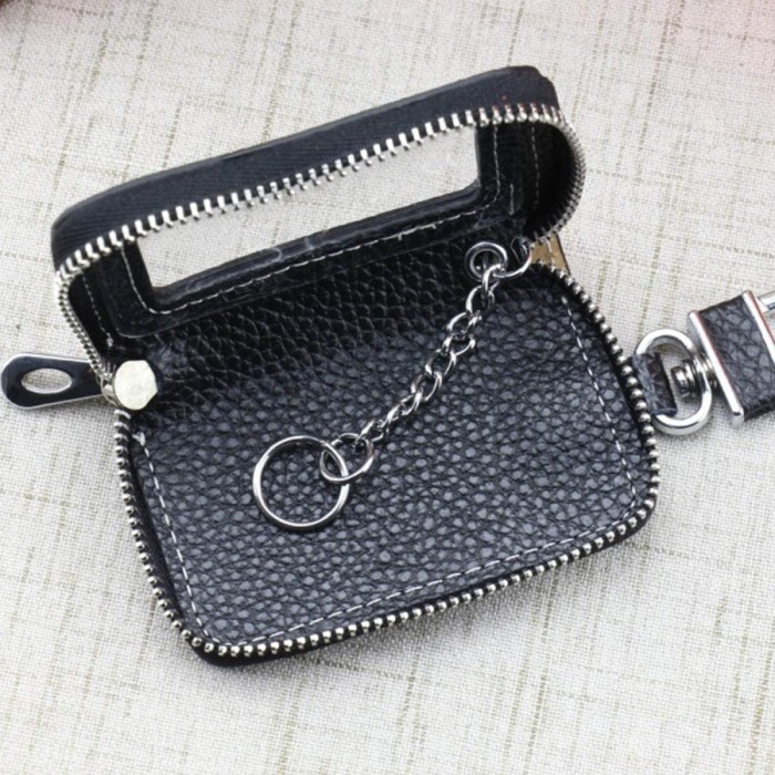 Dompet Keyless Remote Kunci Mobil Motor KULIT Carabiner UNIVERSAL