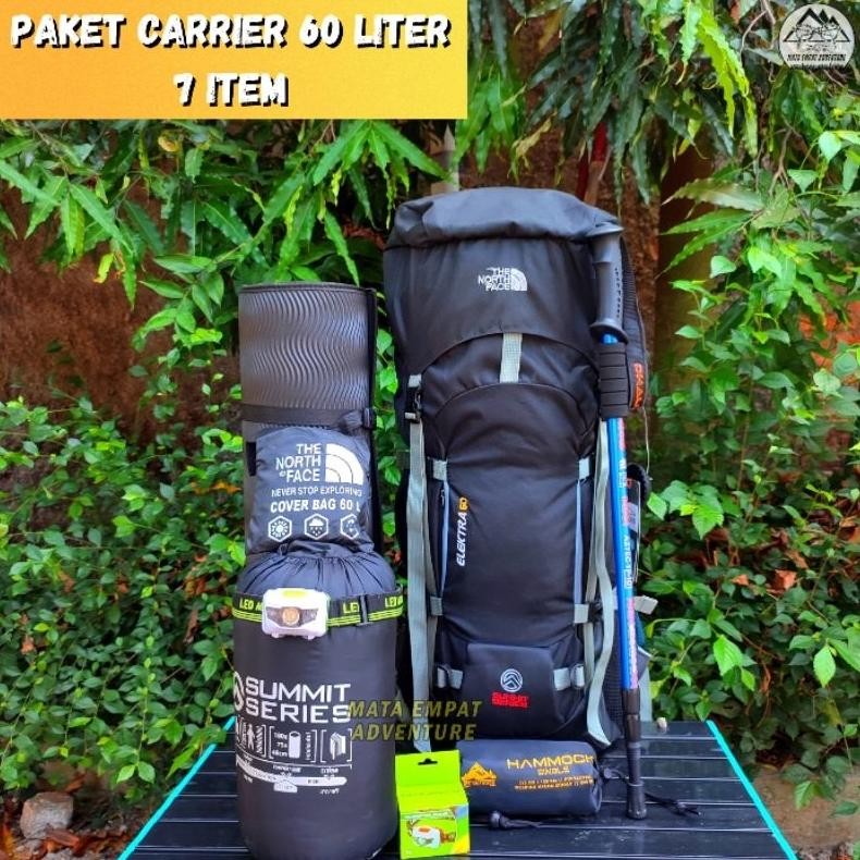 PAKET LENGKAP CAMPING 4 5 6 7 ITEM TAS RANSEL GUNUNG CARRIER 60 LITER TAS PENDAKI GUNUNG HIKING