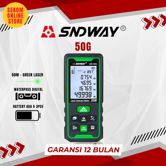 SNDWAY Meteran Laser Digital Green Laser 50 Meter SW-50G Laser Hijau