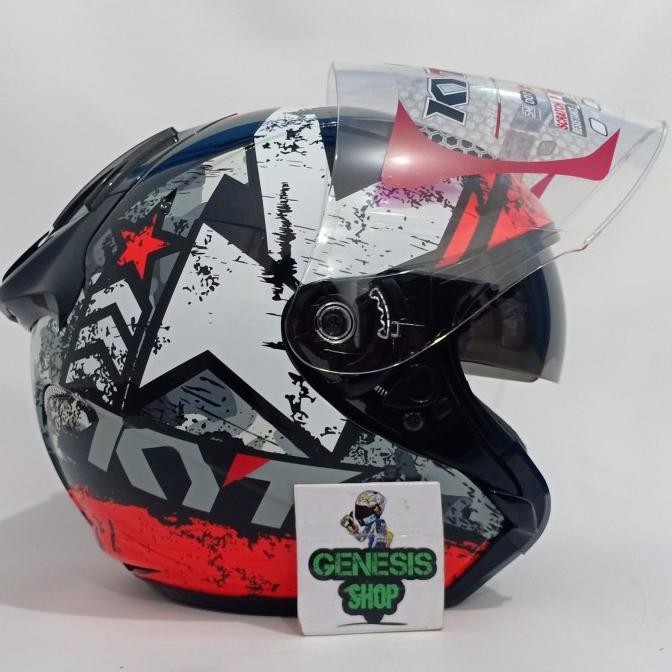 Ready Helm KYT half face double visor helm KYT GALAXY FLAT R motif