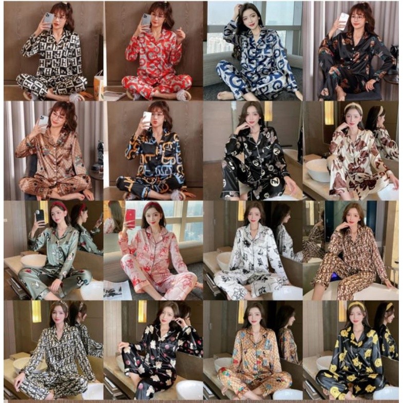 CUCI GUDANG  PROMO BAJU DASTER  Piyama Satin Premium Wanita Import Baju Tidur Satin Murah