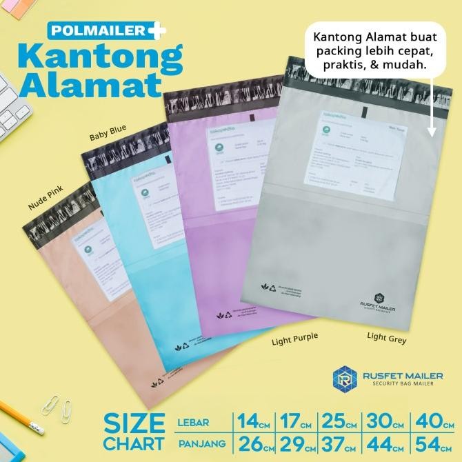 

Terlaris! Rusfet Polymailer Polos - Kantong Alamat - Amplop Plastik Mailer Baju