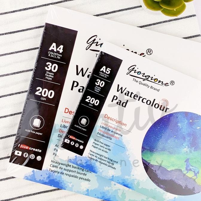

GIORGIONE WATERCOLOR PAPER PAD A5 A4 200 GSM 30 LEMBAR G-WB30