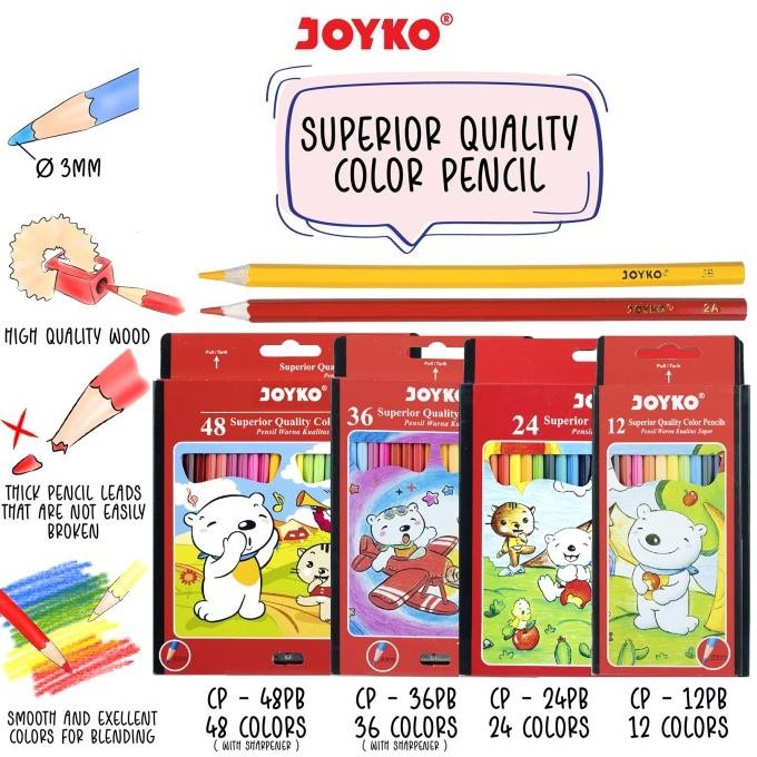 

JOYKO PENSIL WARNA SUPERIOR QUALITY COLOR PENCILS HEXAGONAL GRIP PB