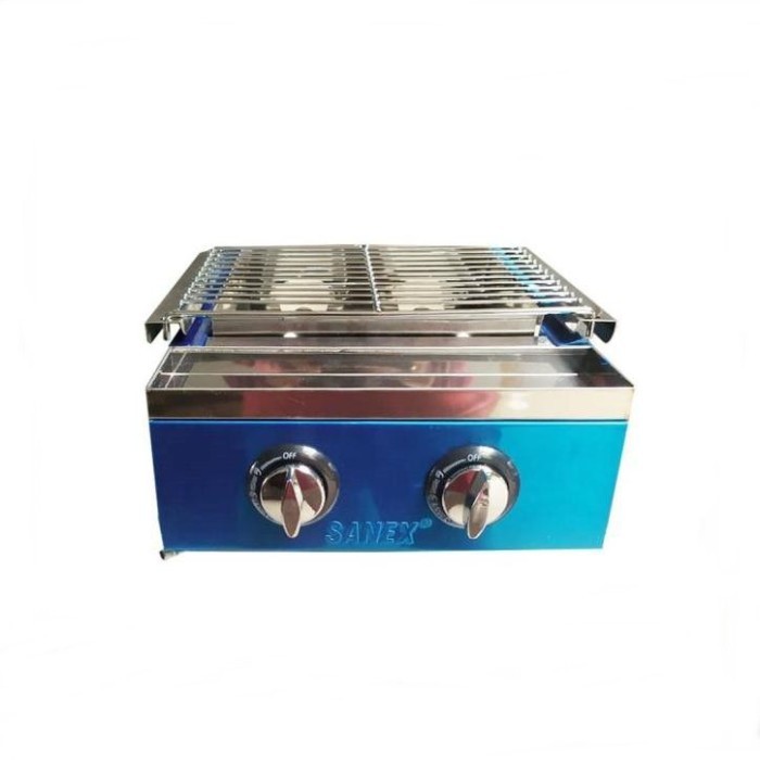 Kompor Panggangan Sosis Sanex Kompor 2 Tungku Bbq Grill Gas Sn-Kp02