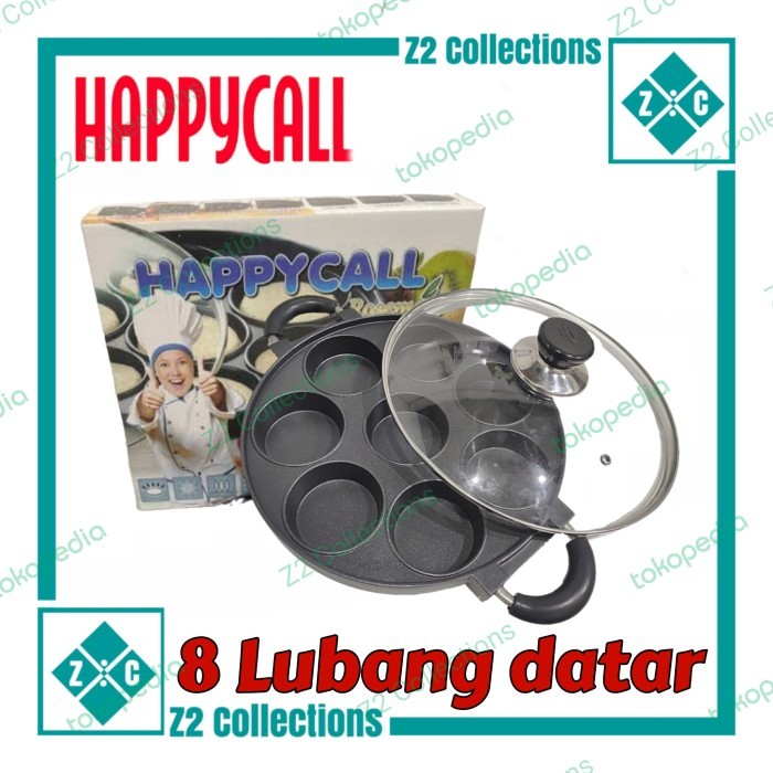 PROMO HAPPY CALL cetakan kue 8 lubang datar loyang martabak mini tutup kaca
