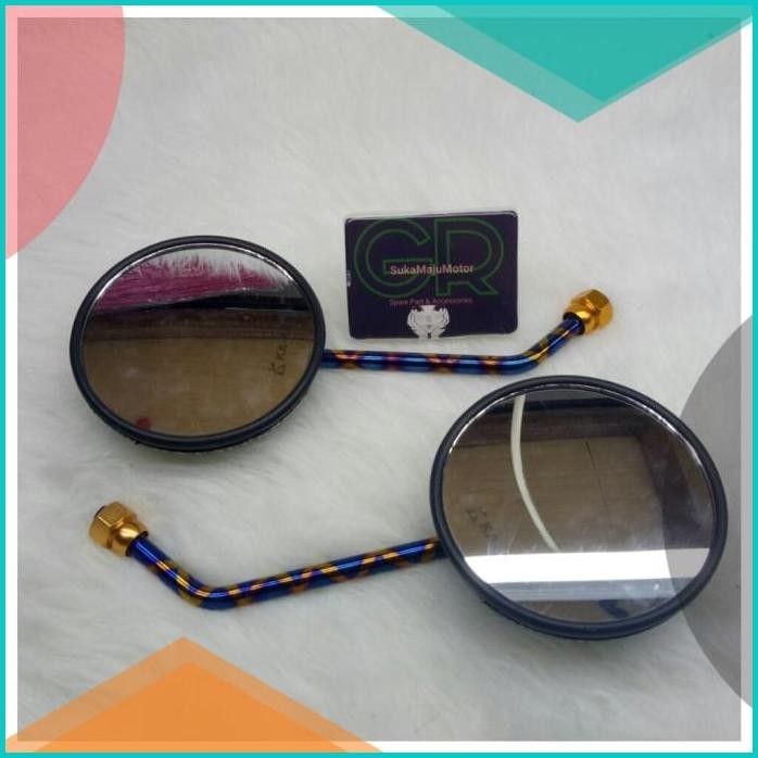 Spion Bulat Blue X Karbon Spion UniversaHonda beat scoopy supra vespa