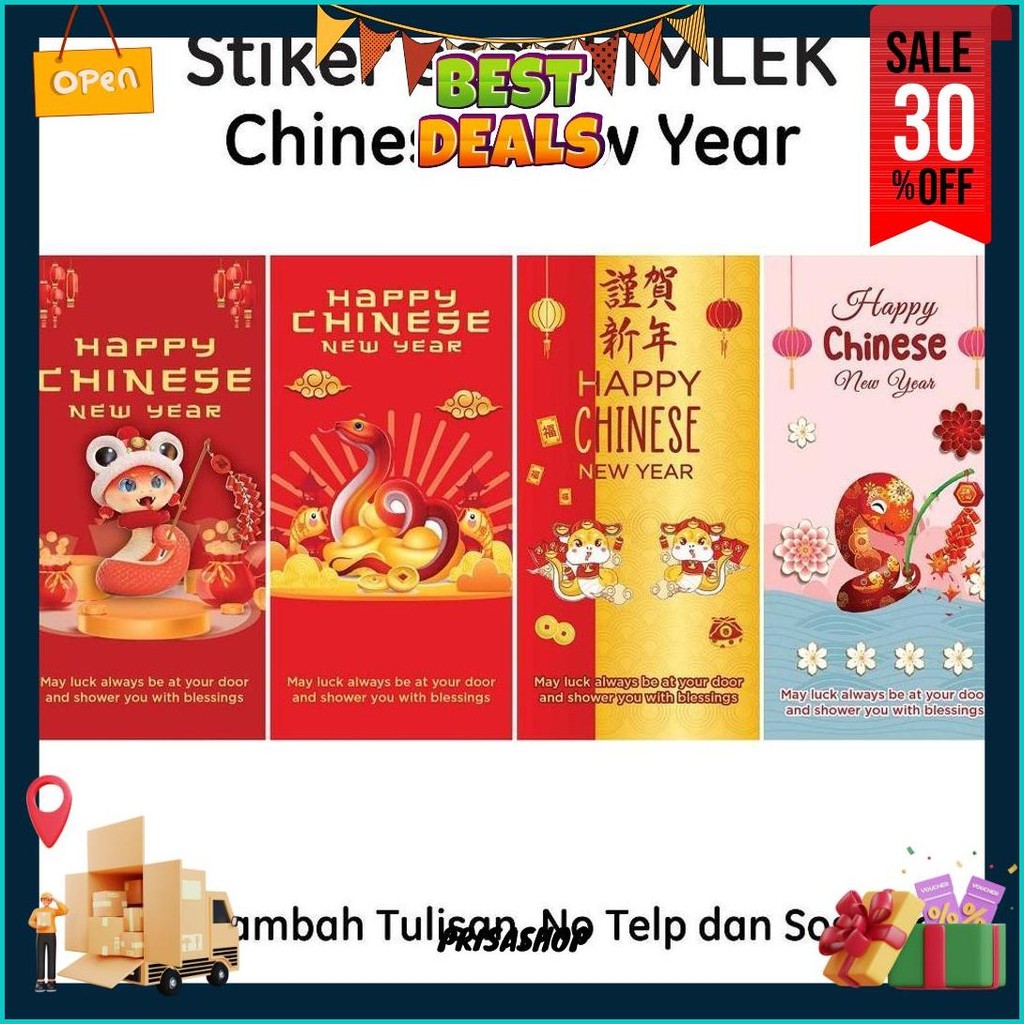 

33 Pcs Stiker Segel Kardus / Stiker Segel Packaging Tema Imlek Chinese New Year Kilat