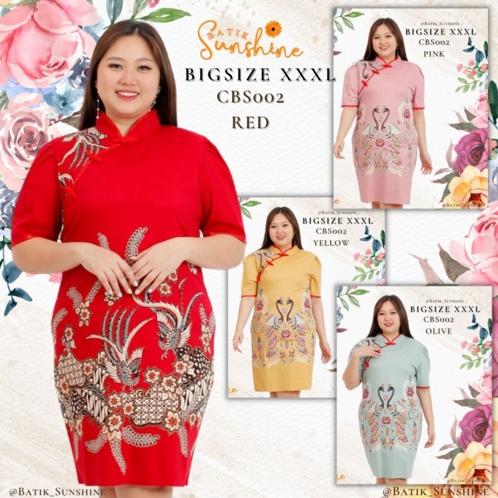 HOT SALE Cheongsam Sangjit Dress Batik Wanita size XXXL/Jumbo/Big Size CBS002(1