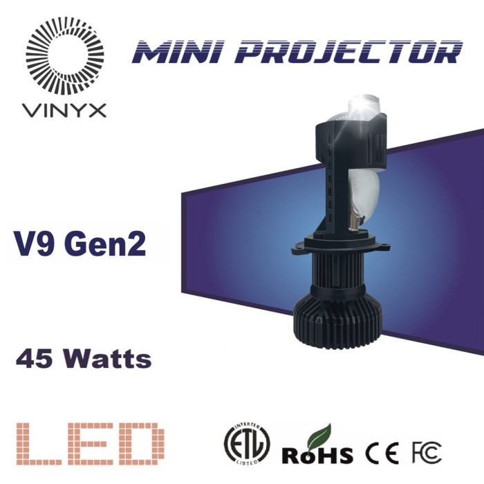 Lampu LED VINYX V9 Pro 45W Projie H4 Mini Projector Lensa Motor Mobil