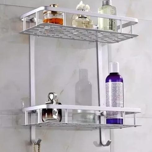 

PROMO RAK HANDUK ALUMINIUM 2 SUSUN KAMAR MANDI TOILET RAK SHAMPO TOILET