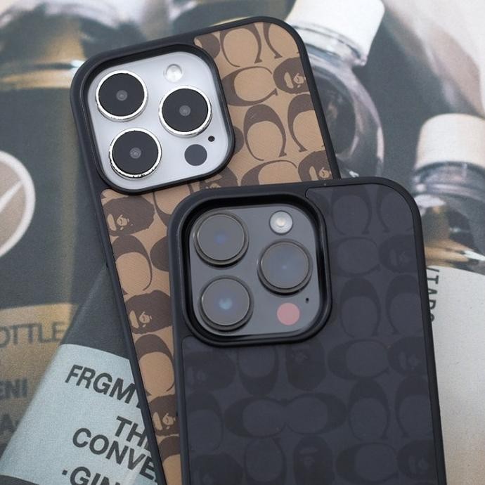 IDNS Hardcase Coach x Bape 01 Black  Case Iphone 11 12 13 Pro Max 14 Pro Max 15 Pro Max MER