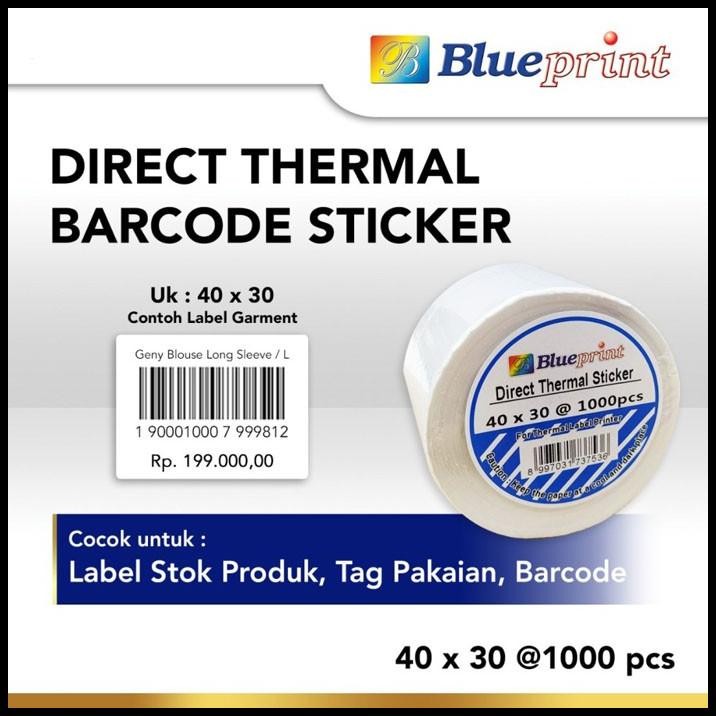 

Blueprint Direct Thermal Sticker Label Stiker Barcode 40x30 mm 1 Line 1000 pcs