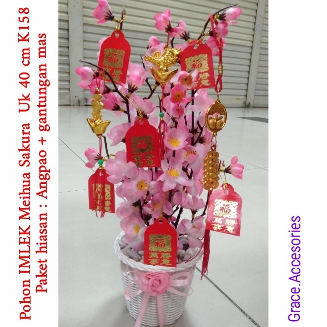 

CNY Pohon imlek meihoa angpao sakura 40 cm paket hiasan Limited