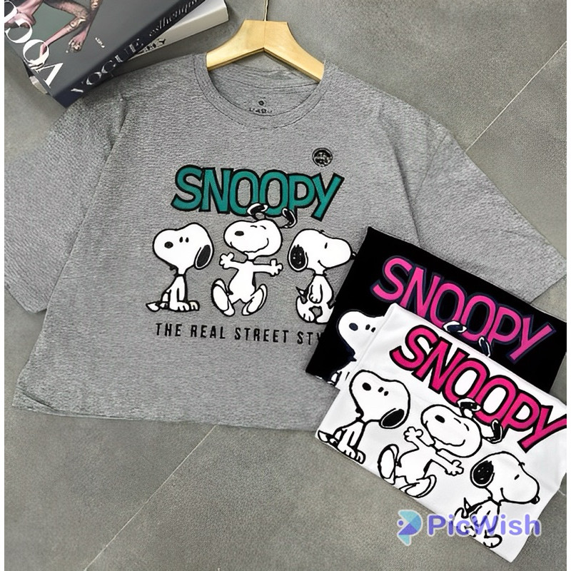 Kaos Crop Top Snoopy Baju Crop Oversize Atasan Atasan Crop Baju Fashion Katun Kaos Unisex Kaos Premi